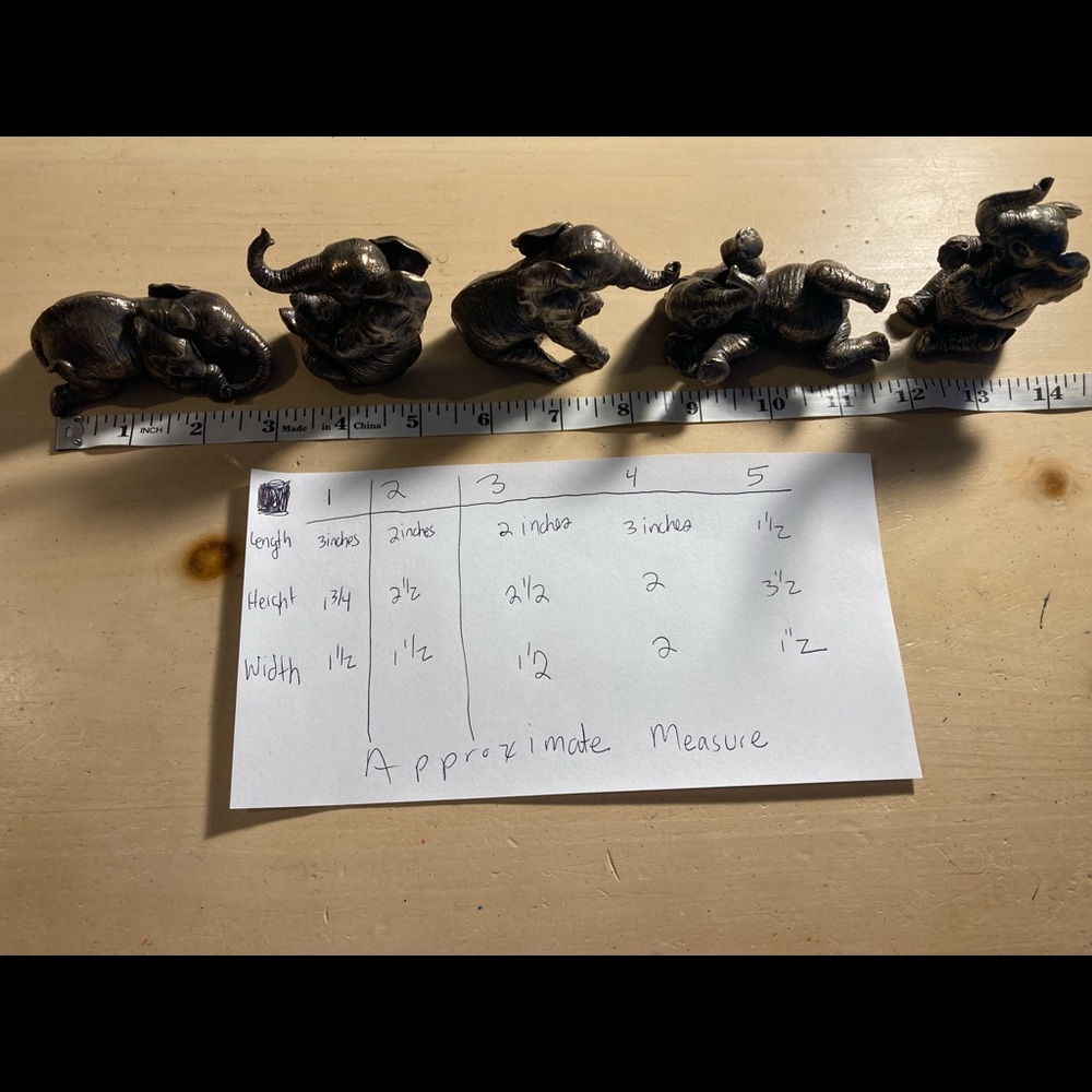 Set of 5 Elephant Figurines - Picture 6 of 6